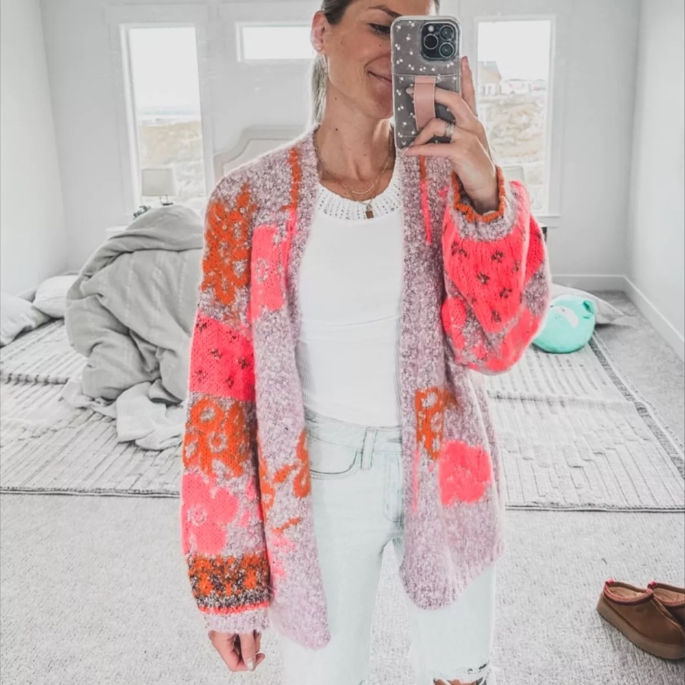 Free People  floral Sweater - Gather Me Close Cardigan